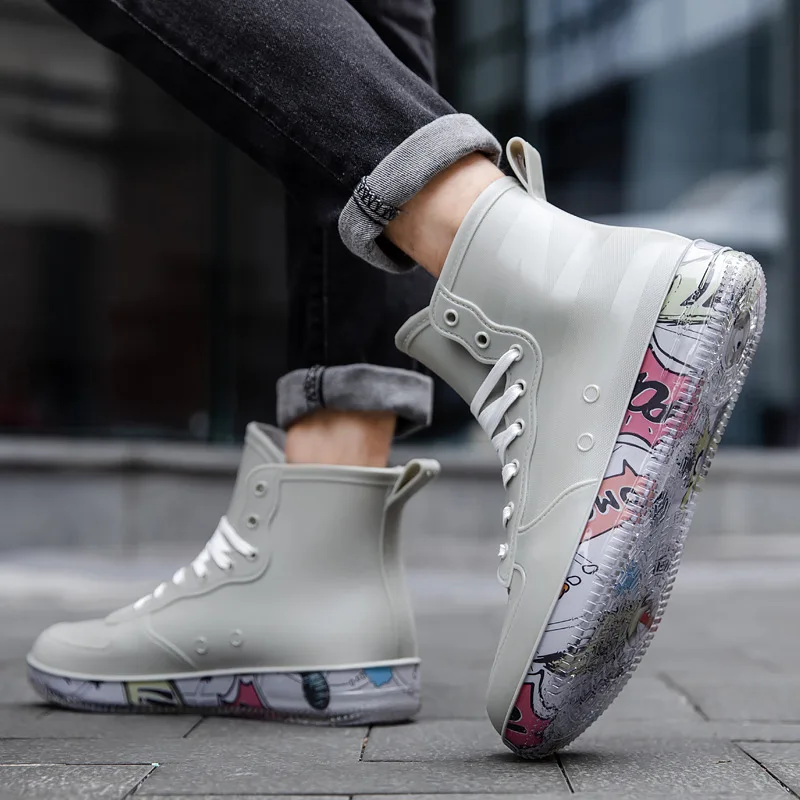 Men Rain Boots Fashion Trendy  - Fishing Boots ulasan dan harga