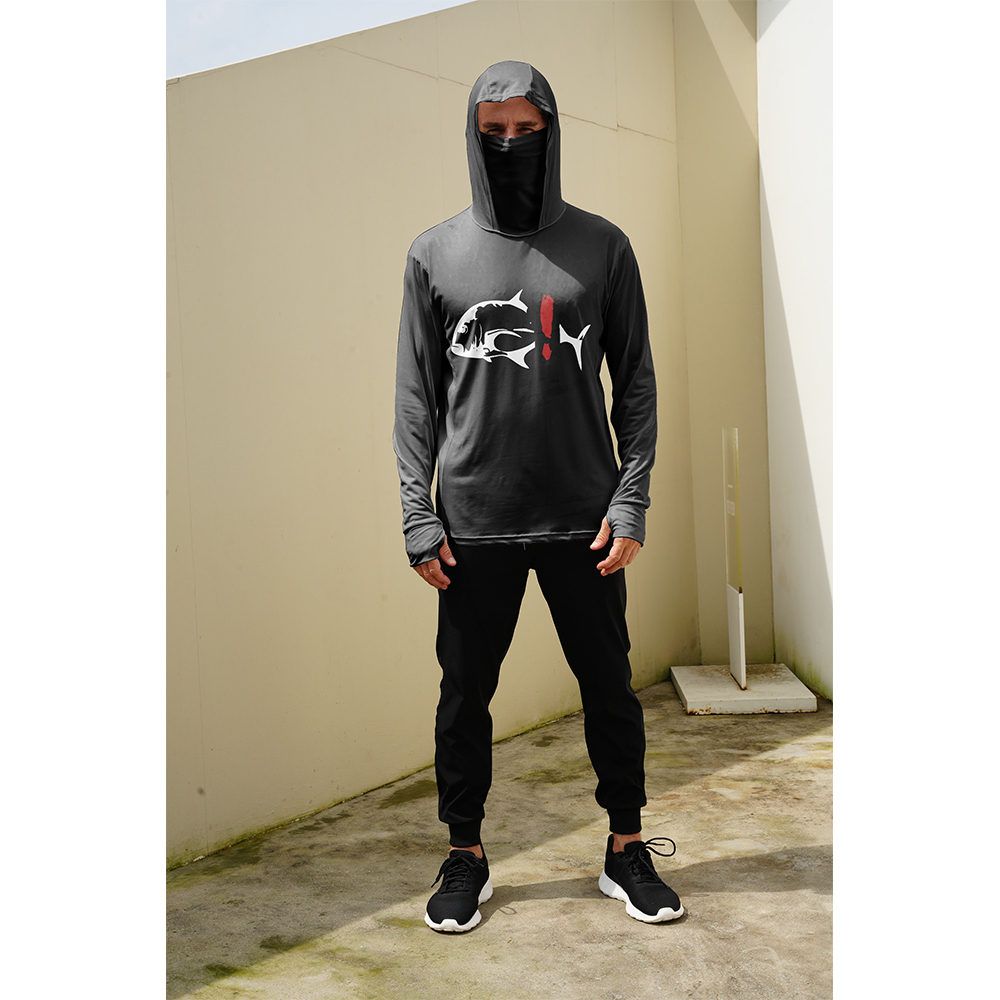 Men Fish Print Fishing Hoodie  - Fishing Mask Sun Protection ulasan dan harga